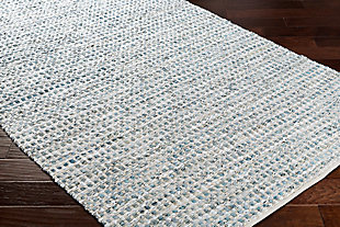 Hand Crafted 2'6" X 8' Area Rug, Teal/Gray, rollover