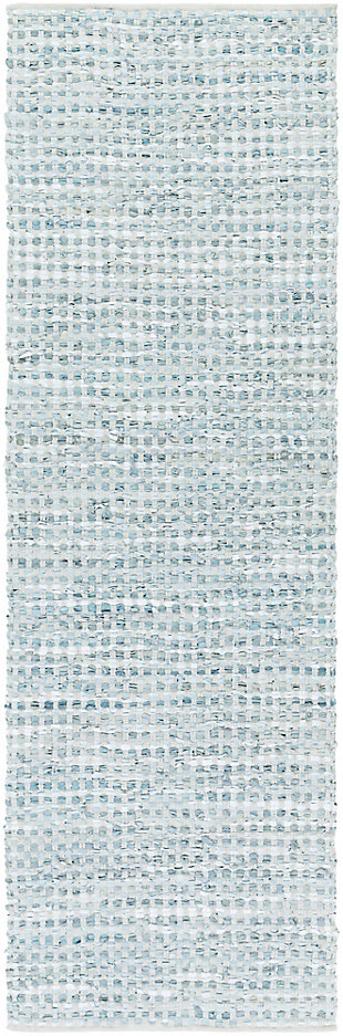 Hand Crafted 2'6" X 8' Area Rug, Teal/Gray, large