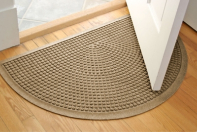 Home Accent Aqua Shield Squares 24" x 39" Half Round Doormat, Khaki, rollover