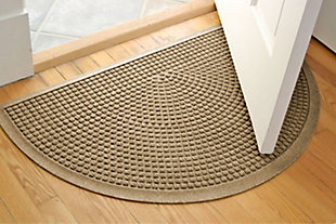 Home Accent Waterhog Squares 24" x 39" Half Round Doormat, Khaki, rollover