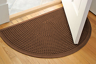 Home Accent Aqua Shield Squares 24" x 39" Half Round Doormat, Dark Brown, rollover