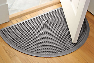 Home Accent Waterhog Squares 24" x 39" Half Round Doormat, Medium Gray, rollover