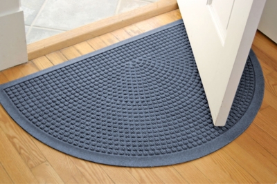 Home Accent Waterhog Squares 24" x 39" Half Round Doormat, Bluestone, large
