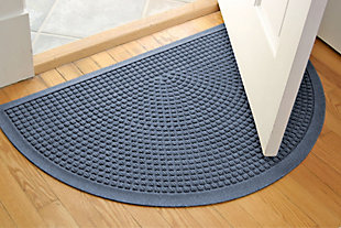 Home Accent Waterhog Squares 24" x 39" Half Round Doormat, Bluestone, rollover