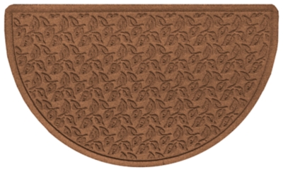 Home Accent Aqua Shield Dogwood Leaf 24" x 39" Half Round Doormat, Dark Brown, large