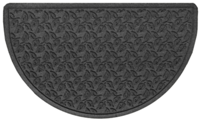 Home Accent Aqua Shield Dogwood Leaf 24" x 39" Half Round Doormat, Charcoal, large