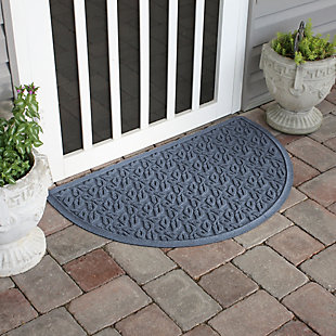 Home Accent Aqua Shield Dogwood Leaf 24" x 39" Half Round Doormat, Bluestone, rollover