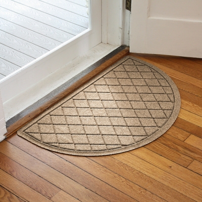 Home Accent Aqua Shield Argyle 24" x 39" Half Round Doormat, Khaki, large