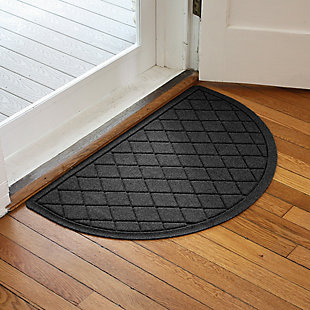 Home Accents Waterhog Argyle 24" x 39" Half Round Doormat, Charcoal, rollover