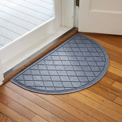 Home Accent Aqua Shield Argyle 24" x 39" Half Round Doormat, Bluestone, large