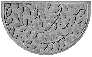 Home Accent Waterhog Brittney Leaf 24" x 39" Half Round Doormat, Medium Gray, large