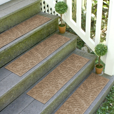 Home Accent Aqua Shield Boxwood Stair Treads (Set of 4), Khaki, large