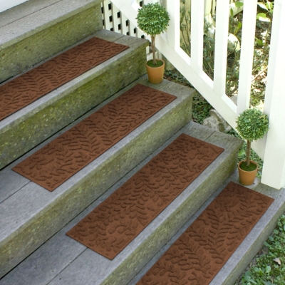 Home Accent Aqua Shield Boxwood Stair Treads (Set of 4), Dark Brown, large