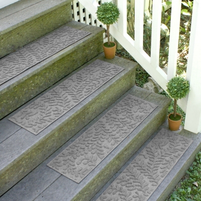 Home Accent Aqua Shield Boxwood Stair Treads (Set of 4), Medium Gray, large