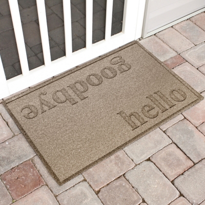 Home Accent Aqua Shield Hello/Goodbye 2' x 3' Doormat, Camel, large
