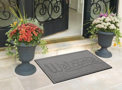 Home Accent Aqua Shield Simple Welcome 2' x 3' Doormat, Medium Gray, large