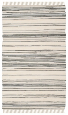 Rag 5' x 8' Area Rug, Gray/White, large