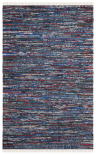 Rag 6' x 9' Area Rug, Blue/Red, rollover
