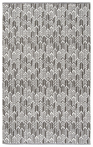 Hand Crafted 5' x 8' Area Rug, Gray/White, large