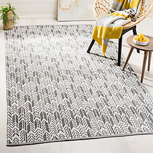 Hand Crafted 8' x 10' Area Rug, Gray/White, rollover