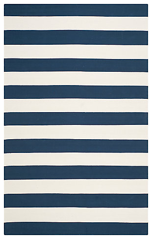 Hand Crafted 6' x 9' Area Rug, White/Blue, large