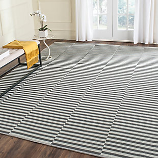 Hand Crafted 6' x 9' Area Rug, Gray/White, rollover