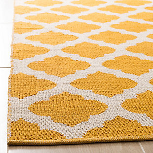 Modern 3' x 5' Area Rug, Yellow/White, rollover