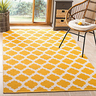 Modern 5' x 8' Area Rug, Yellow/White, rollover