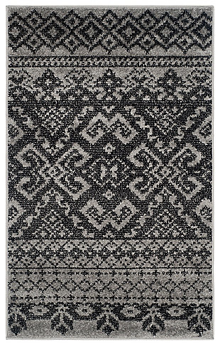 Power Loomed 3' x 5' Area Rug, Gray/Black, large