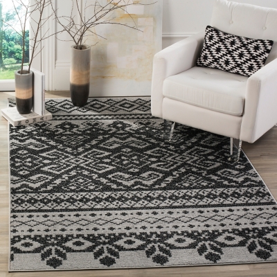 Power Loomed 4' x 6' Area Rug, Gray/Black, large