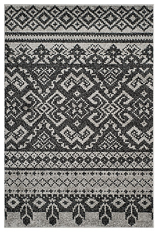 Power Loomed 5'1" x 7'6" Area Rug, Gray/Black, large