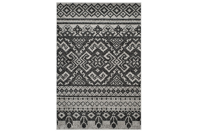 Inspired by globe-trotting travels and richly rustic lodge furnishings, this intricately patterned area rug is sure to transform your space with interest and character. Palette of soothing, neutral hues is a natural complement to so many color schemes.Made of polypropylene | Medium pile | Rug pad recommended | Power loomed/machine made | Imported | Spot clean