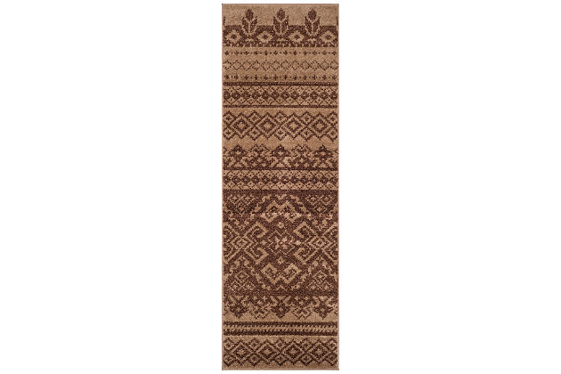 Inspired by globe-trotting travels and richly rustic lodge furnishings, this intricately patterned area rug is sure to transform your space with interest and character. Palette of soothing, neutral hues is a natural complement to so many color schemes.Made of polypropylene | Medium pile | Rug pad recommended | Power loomed/machine made | Imported | Spot clean