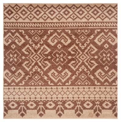 Power Loomed 6' x 6' Square Rug, Brown, large