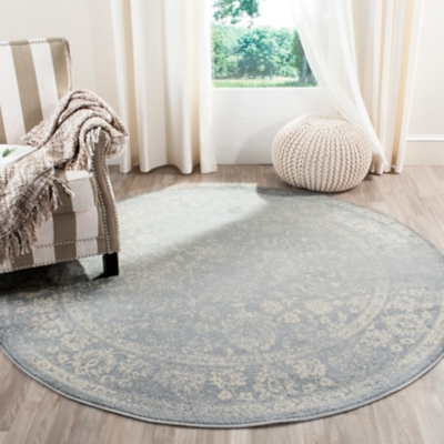 Accessory 8' x 8' Round Rug, Gray/White, large
