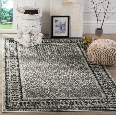 Power Loomed 5'1" x 7'6" Area Rug, Gray/White, large