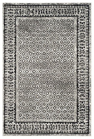 Power Loomed 6' x 9' Area Rug, Gray/White, large