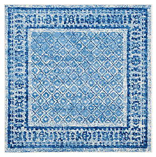 Power Loomed 6' x 6' Square Rug, Blue, rollover