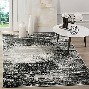 Abstract 4' x 6' Area Rug, Gray/Black, rollover