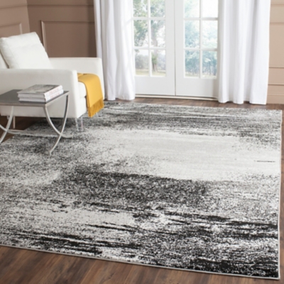 Abstract 6' x 6' Square Rug, Gray/Black, large