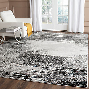Abstract 6' x 6' Square Rug, Gray/Black, rollover