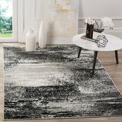 Abstract 8' x 10' Area Rug, Gray/Black, large