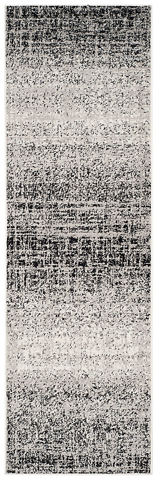 Abstract 2'6" x 8' Runner Rug, Gray/Black, large