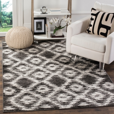 Abstract 6' x 9' Area Rug, Gray/Black, large