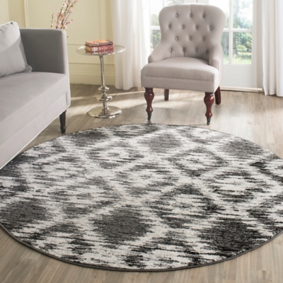 Abstract 6' x 6' Round Rug, Gray/Black, large