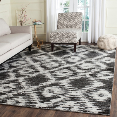 Abstract 8' x 10' Area Rug, Gray/Black, large