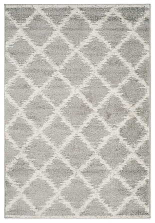 Abstract 3' x 5' Area Rug, Gray/White, large