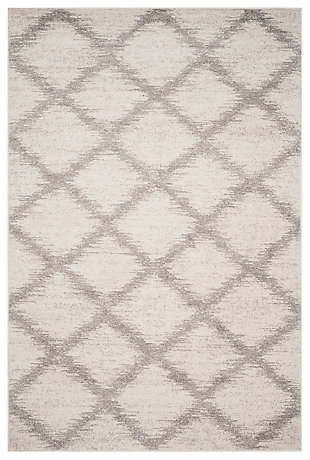 Abstract 6' x 9' Area Rug, Gray/White, large