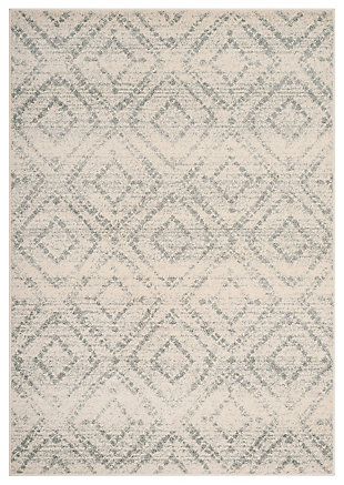 Power Loomed 5'1" x 7'6" Area Rug, White/Blue, large