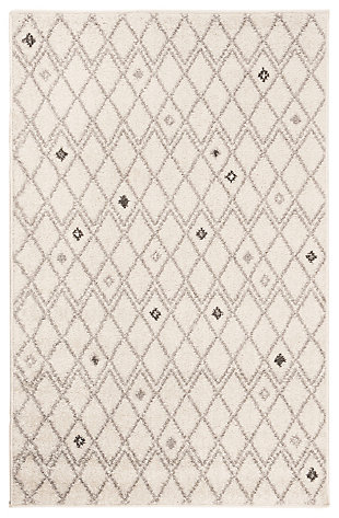Power Loomed 3' x 5' Area Rug, Gray/White, large